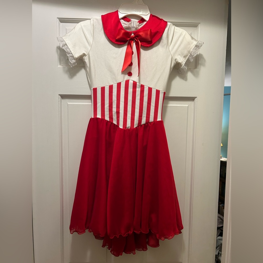 Red and White Striped Ice Dance Dress